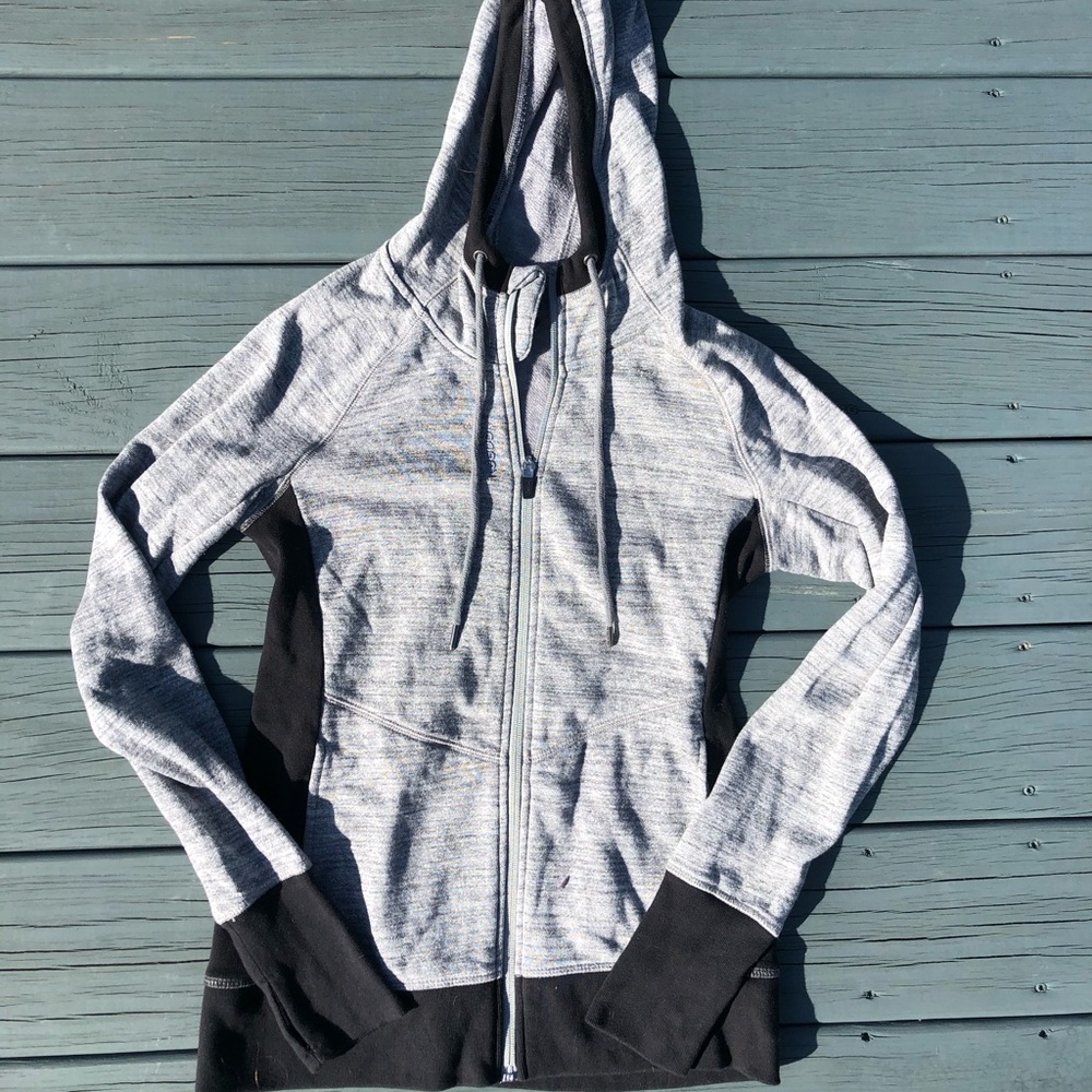 rerbok | small black & grey full zip up hoodie